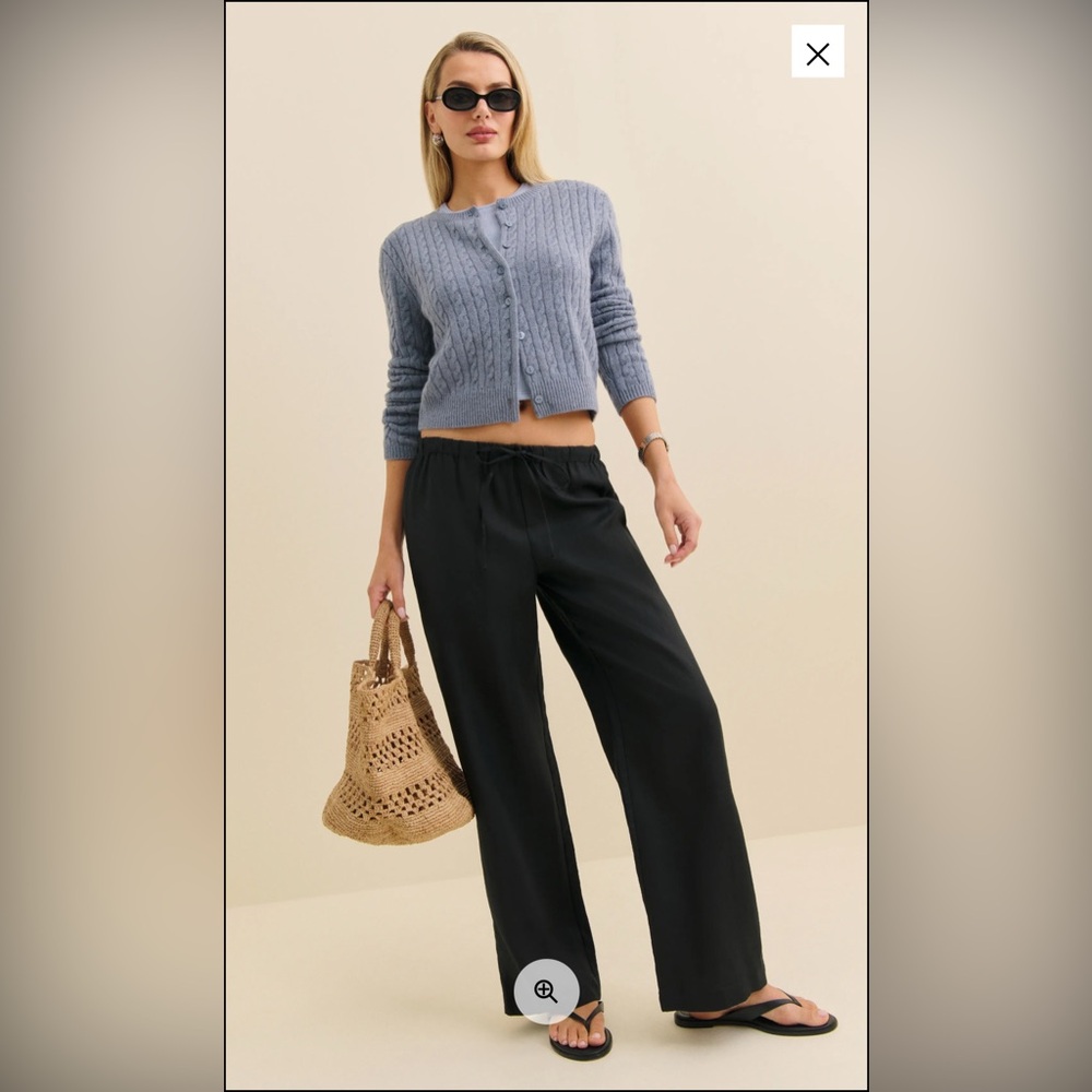Reformation Olina Black Linen Pants Petite Medium
